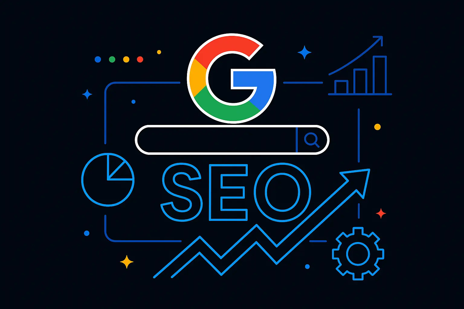 Des symboles représentant l'optimisation SEO