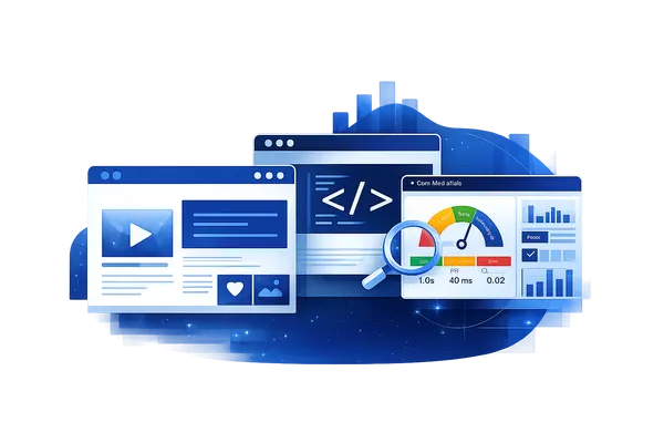 Illustration de différents écrans de sites web et applications