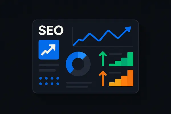 Dashboard d'indicateurs de performance SEO en hausse