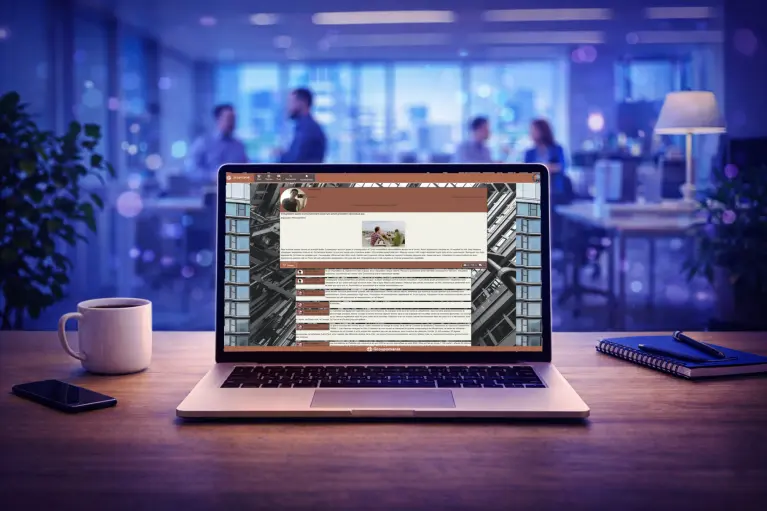 Mockup du projet Groupomania affiché sur un ordinateur portable, avec une interface de réseau social d’entreprise visible à l’écran