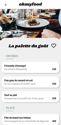 Vue mobile du projet Ohmyfood - haut de la page