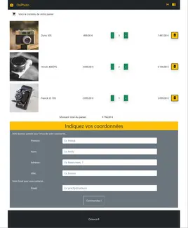 Projet Orinoco, aperçu du panier sur desktop