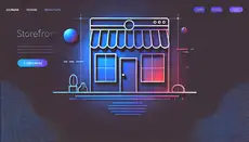 Une vitrine de magasin représentée sur une page web